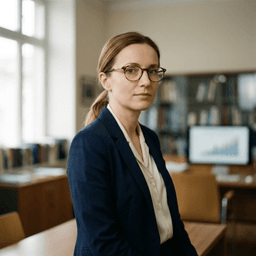 Editorial portrait of Dr. Ana Petrov, Head of Analytics at HoopBrief, photographed in an office with a data visualisation monitor in the background.